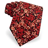 Men’s Chinese Dragon Floral Silk Tie by Museum Artifacts in Black