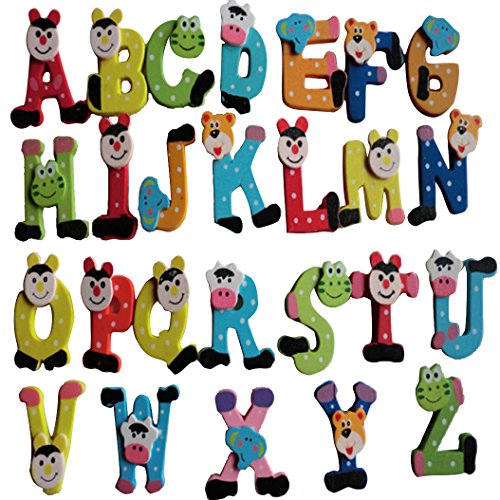 GBSELL 26pcs Alphabet A-Z Wooden Magnets Child Educational Cartoon Toy