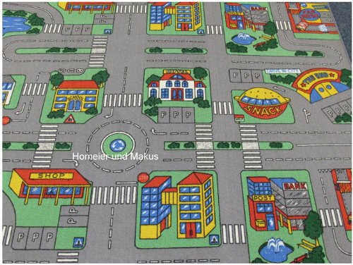 Auto HEVO Kinder Strassen Spielteppich 145x200 cm