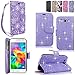 Core Prime/Prevail LTE Case, Cellularvilla [Stand Feature] Wallet Case Premium Pu Leather Flip Cover [3 Card Slots] for Samsung Galaxy Core Prime/Galaxy Prevail LTE (SM-G360) (Purple Glitter)