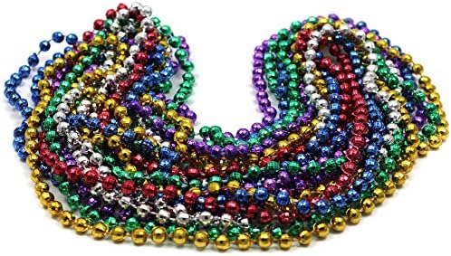 Bulk Mardi Gras Beads 33in 10mm 6 colors 20 dozen (240) necklaces