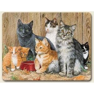 Barn Cats 15 x11.5 inch Tempered Glass Cutting Board by 