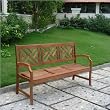 VIFAH V188 Outdoor Wood Bench, Natural Wood Finish, 23 by 61 by 37-Inch