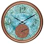 Springfield Precision Instruments Decorative 14" Patio Clock with Thermometer and Painted Copper Finish
