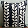 White Leaf - Throw Pillow Covers - Suede Pillow Cover with Leather Applique