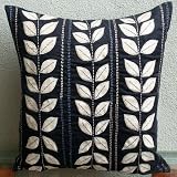 White Leaf – 65×65 cm Euro Cushion Shams – Suede Euro Sham with Leather Applique