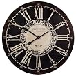 24" Black & White Vintage-Style Round Roman Numeral Wall Clock