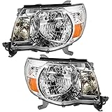 Driver and Passenger Headlights Headlamps with Chrome Bezels Replacement for Toyota Pickup Truck 8115004163 8111004163