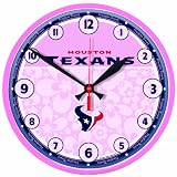 NFL Houston Texans Round Clock "Pink Background"