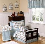 Blue and Brown Argyle 5pc Toddler Boys Bedding Set by JoJo Designs