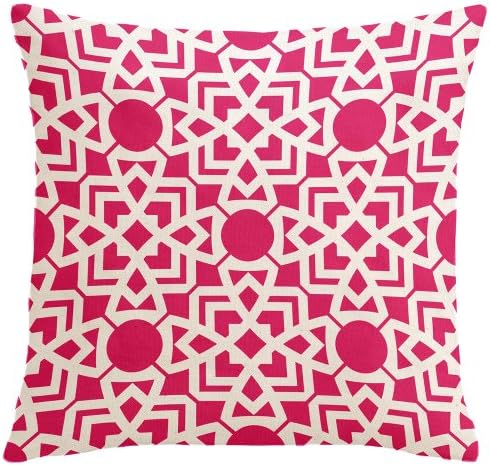 Karina-Hollywood 18" x 18" Pink, Fuschia Geometric Moroccan Decorative Pillow cover