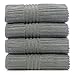 BC BARE COTTON Luxury Hotel & Spa Towel Turkish Cotton Hand Towels - Gray - Striped - Set of 6