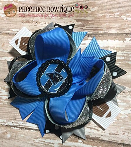 NFL Carolina Panthers Hair Bow, Inspired Football Hair Bow, Cheer Bow, Carolina Panthers Headband, Infant Headband, Baby Headband, Newborn headband,
