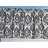 Handmade 100% Cotton Black White Damask Window Curtain Valance