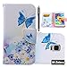 Galaxy S5 Case, Galaxy S5 Flip Case, M-Zebra Galaxy S5 Wallet Case [Wallet Function] Flip Cover Leather Case for Samsung Galaxy S5 i9600, with Screen Protectors+Stylus (Butterfly)