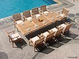 New 11 Pc Teak Dining Set - 117 Rectangle Table And 10 Arm Chairs