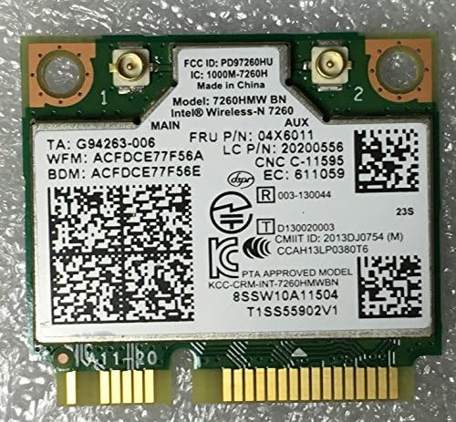 Mobile Options WiFi Wireless Intel Network 7260.HMWG.R Revised H/T Dual Band 2x2 AC+Bluetooth HMC for HP SPS 717382-001 With Mounting Screws