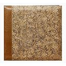 Pioneer 12 Inch by 12 Inch Postbound Embossed Sewn Leatherette Cover Memory Book, Tan