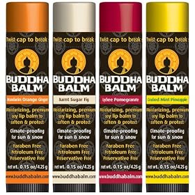 Buddha Balm Premium Soy-based Lip Balm 4 PACK, Assorted Flavors (FREE SHIPPING)