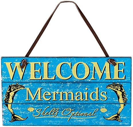 Mermaids Welcome Shells Optional 3 x 6 Inch Hanging Sign