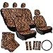 OxGord Zebra Car Seat Cover, Carpet Floor Mat, Steering Wheel Cover and Shoulder Pad Set - Universal Fit, Truck, SUV, or Van - Lion Orange