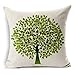 HomeChoice Cotton Linen Durable Home Lifeful Green Tree Square Decorative Throw Pillow Cover 18 By 18 Inches (18