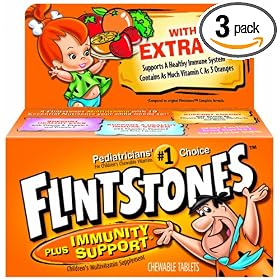 Flintstones Children's Multivitamin plus Immunity Support Chewable Tablets, 60-Count Bottles (Pack of 3)