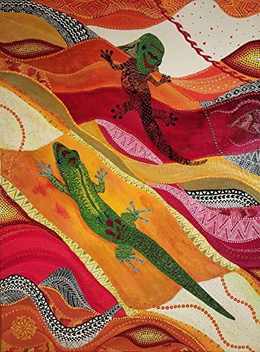 Love at First Sight by Rayna Todorov, Abstract Painting, Original Acrylic Painting on Canvas, Dot Painting, 24 x 18 inches, Framed, Red, Yellow, Orange, Green