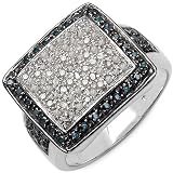 0.60 ct. t.w. Genuine White Diamond and Blue Diamond Ring in Sterling Silver
