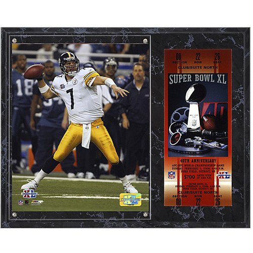 Mounted Memories Pittsburgh Steelers Super Bowl XL Ben Roethlisberger Plaque with Replica Ticket