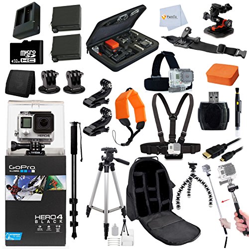 GoPro HERO4: Black Edition + Everything You Need For GoPro Hero 4: 2 Extra Replacement Batteries + Tripod Bundle + 32GB Memory + Backpack + Gopro Case + All in One Outdoor Kit & Much More!!