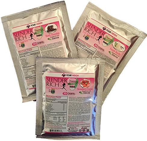 Nutritional Shake Variety 12 Pack For Women And Weight Loss Includes Vanilla, Chocolate, And Strawberry Pure Natural Low Carb Whey Protein Powder Isolate - Slender Rich For Women On Go Has A 100% Satisfaction Money Back Guarantee And Is On Sale Now!