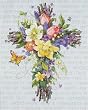 Janlynn Cross Stitch Kit, 14-Inch by 11-Inch, Spring Floral Cross