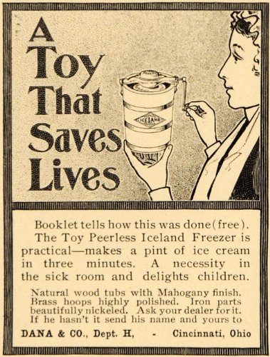 1899 Ad Toy Peerless Iceland Freezer Ice Cream Maker - Original Print Ad 1899 Ad Toy Peerless Iceland Freezer Ice Cream Maker - Original Print Ad