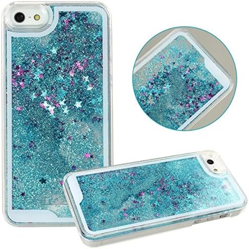 iPhone 5 Case, iPhone 5S Case, JIT Shop® Hard Plastic Case For iPhone 5/5S (4.0Inch) -- 3D Quicksand with Glitter Star Series [Blue]