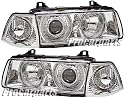 Bmw E36 3-series 92-98 4-door Chrome Housing Angel Eye Projector + Corner 4pc Headlights Set