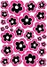 27 Pink and Black Flower Wall Stickers,decal, Graphics