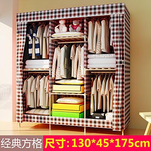 Foldable Clothes Wardrobe Closets Double Rod Non-woven Fabric Storage Organizer?A2625?