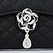 Galaxy S4 Case ,OMIU(TM)Deluxe Superior Soft Grid PU Leather Lady Style Handbag Clutch Wallet Crystal Camellia Pendant Pattern Case Cover with Credit Card Slots For Samsung Galaxy S4 i9500(Black),Sent Screen Protector+Stylus+Cleaning Cloth