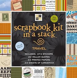DCWV 8 Inch x8 Inch Scrapbook Kit In A Stack - Travel
