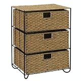 Image of Household Essentials ML-5715 Woven-Seagrass/Rattan 3-Drawer Storage Unit