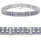 13.00 Carat Genuine Tanzanite & White Topaz Silver Bracelet
