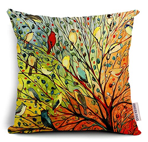 Oil Painting Hundreds of Birds Cotton Linen Throw Pillow Case Cushion Cover Home Sofa Decorative 18 X 18 Inch Oil Painting Hundreds of Birds Cotton Linen Throw Pillow Case Cushion Cover Home Sofa Decorative 18 X 18 Inch