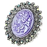 Pugster February Birthstone Oval Purple Beauty Cameo Brooches And Pins Vintage