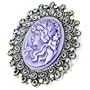 February Birthstone Oval Purple Beauty Cameo Brooches And Pins Vintage