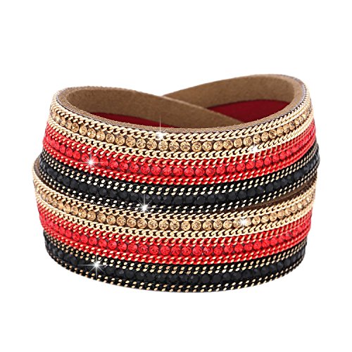 Morella Damen Armband Deutschland Fan EM WM Glitzerarmband Wickelarmband schwarz rot gold 38 cm