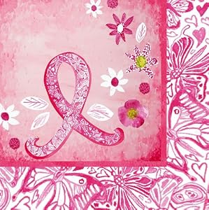 Luncheon Napkin, Pink Ribbon Floral