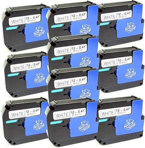 Generic Replacement Label Tape Compatible with Brother MK231 M-K231 Pack of 10