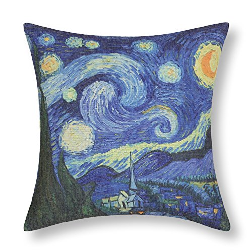 CaliTime Cushion Cover Throw Pillow Shell Famous Picture 18 X 18 Inches Van Gogh Painting Starry Night
