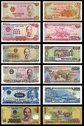 VIETNAM 200-500-1000-2000-5000-10,000 DONG UNC BANKNOTE COLLECTION (6 PIECES) WORLD PAPER MONEY